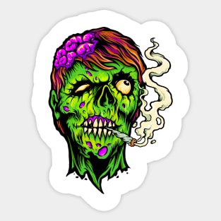 Brains and Weed - Happy Halloweed Trippy Zombie Sticker